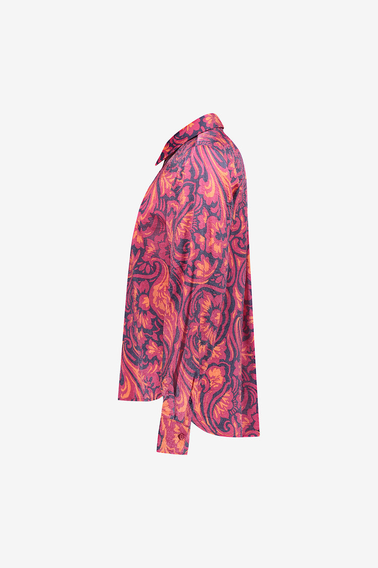 Geisha blouse met sierlijke print en glans