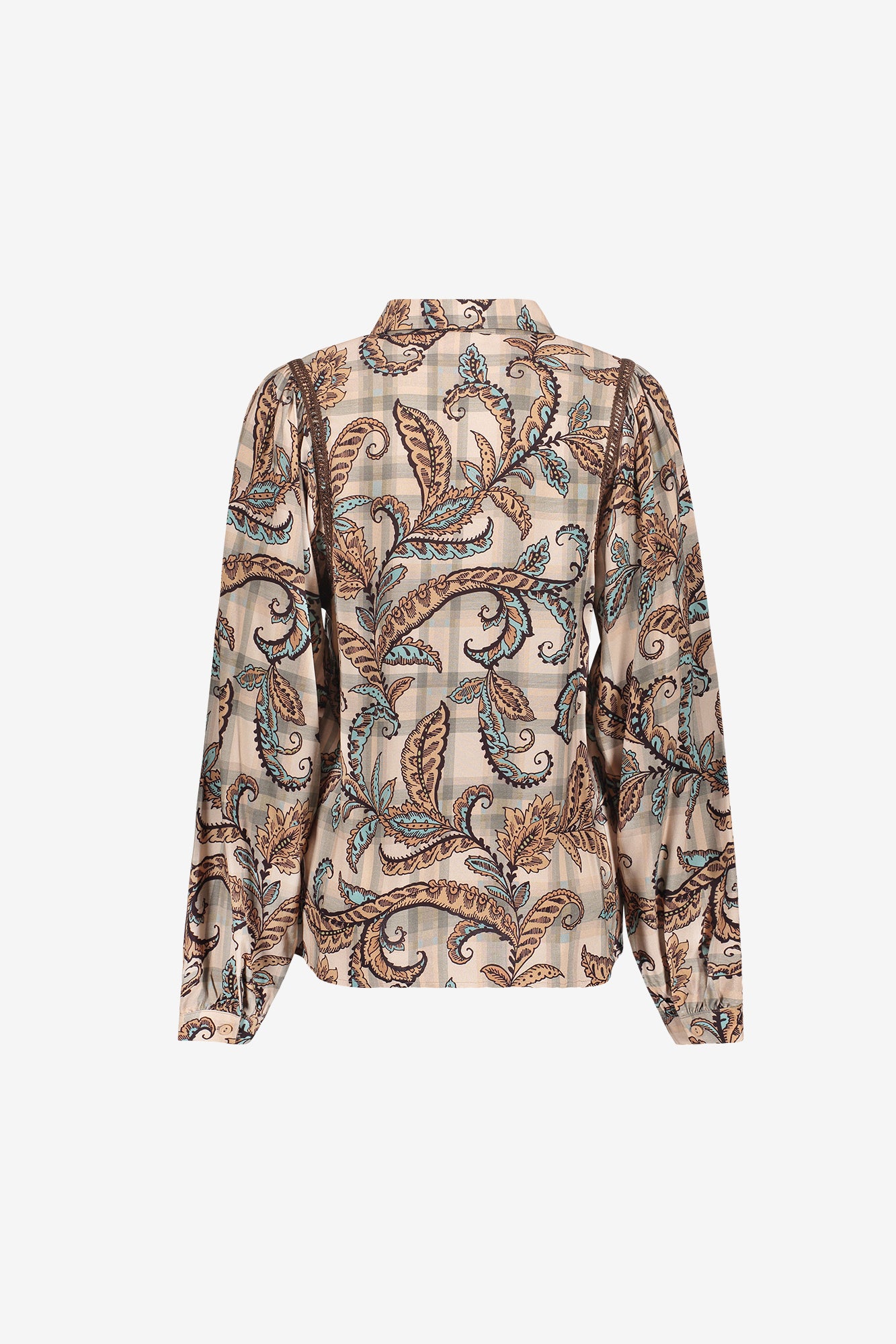 Geisha blouse met paisleyprint en sierlijke details