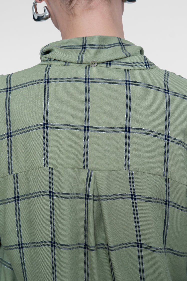 Geisha blouse met strikdetail en ruitdessin