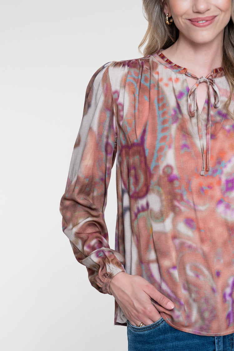 Geisha viscose top met zachte dessinprint