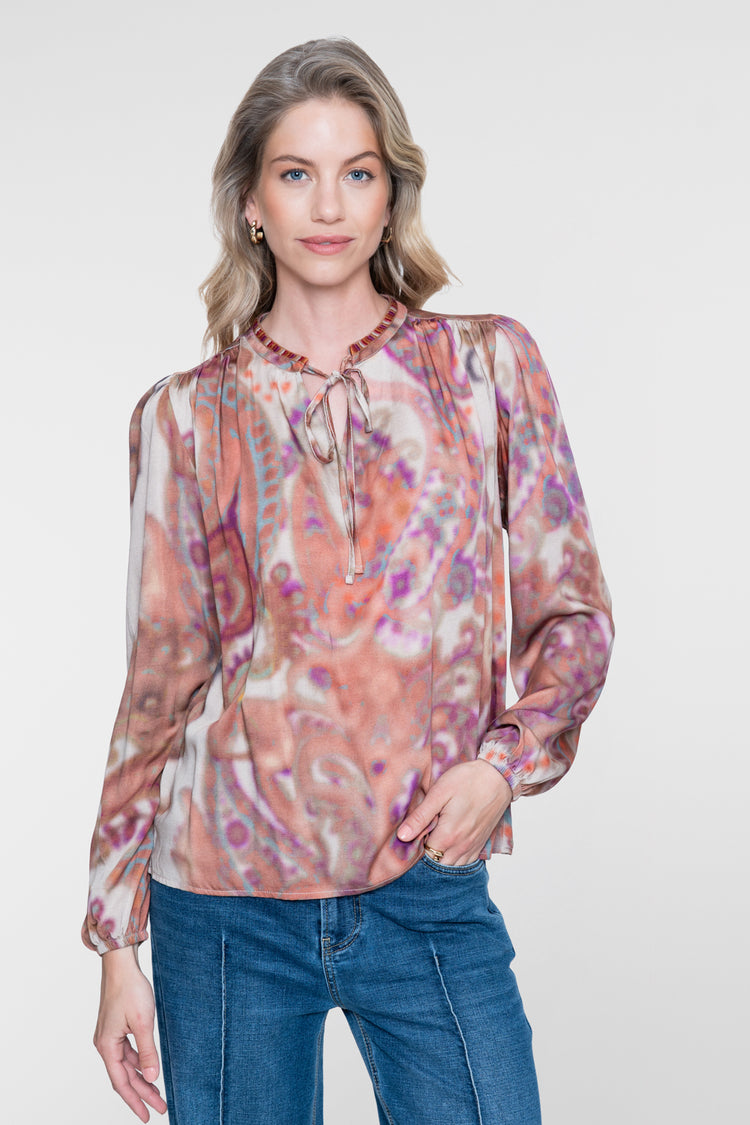 Geisha viscose top met zachte dessinprint
