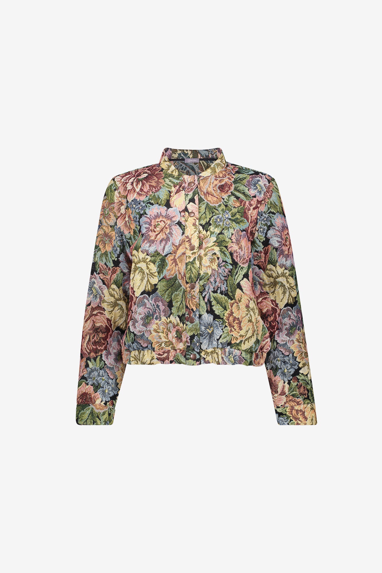 Geisha jacquard jasje met bloemenprint en subtiele lurexglans