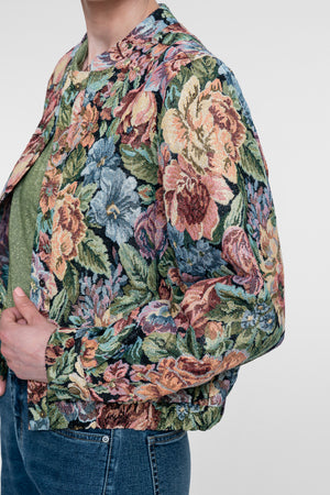 Geisha jacquard jasje met bloemenprint en subtiele lurexglans