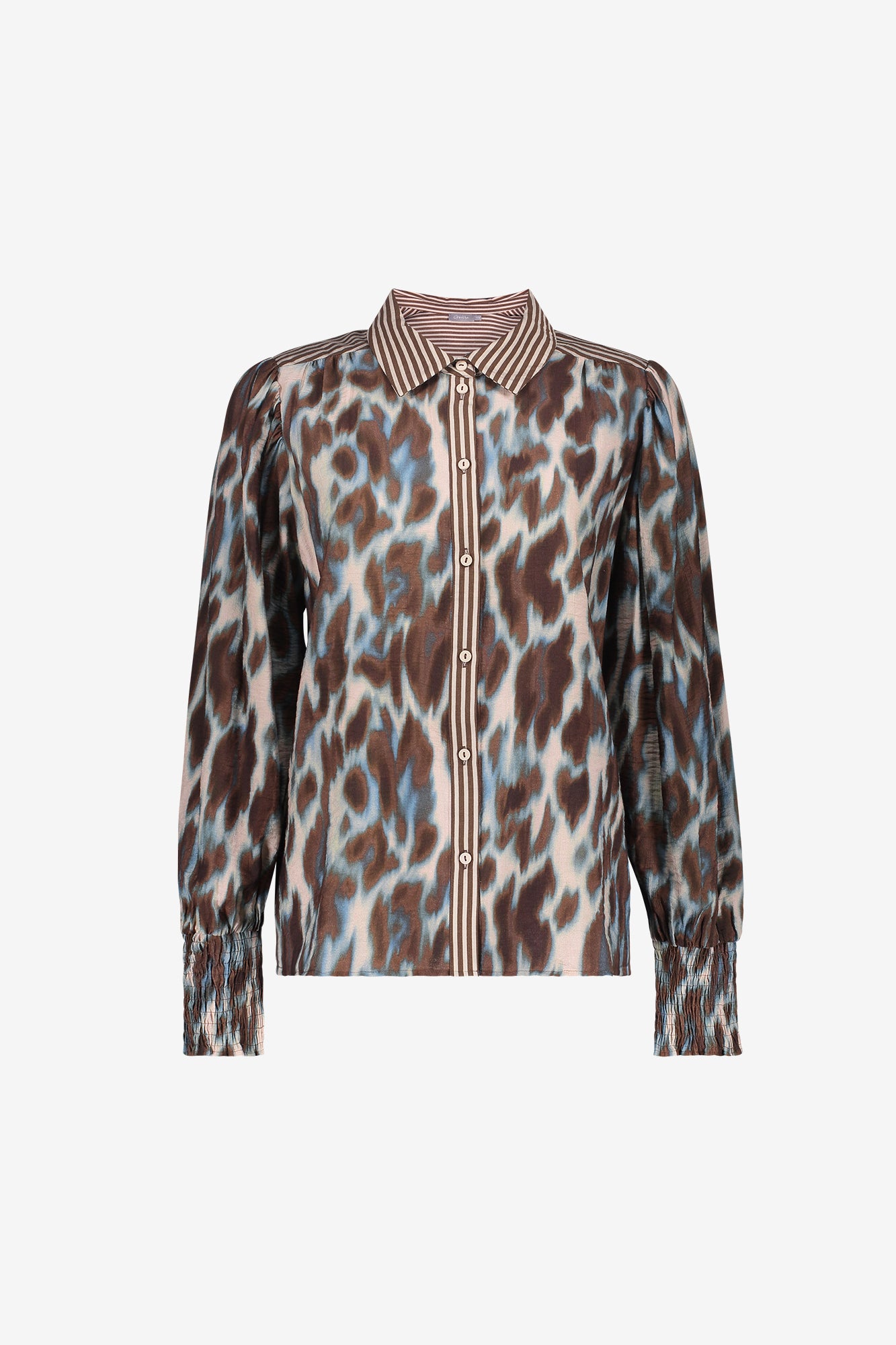 Geisha blouse met animaldessin en gestreepte details