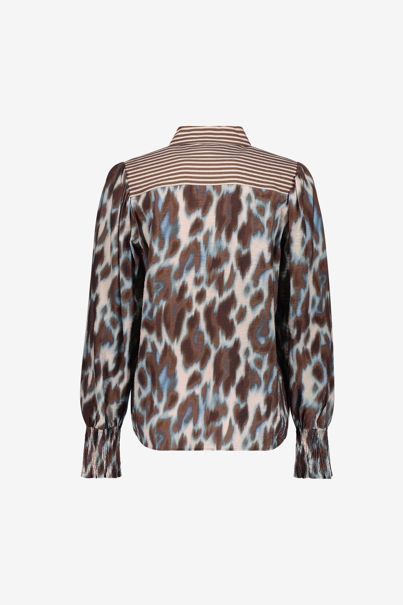 Geisha blouse met animaldessin en gestreepte details