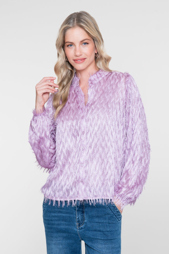 Geisha lila blouse met fringes