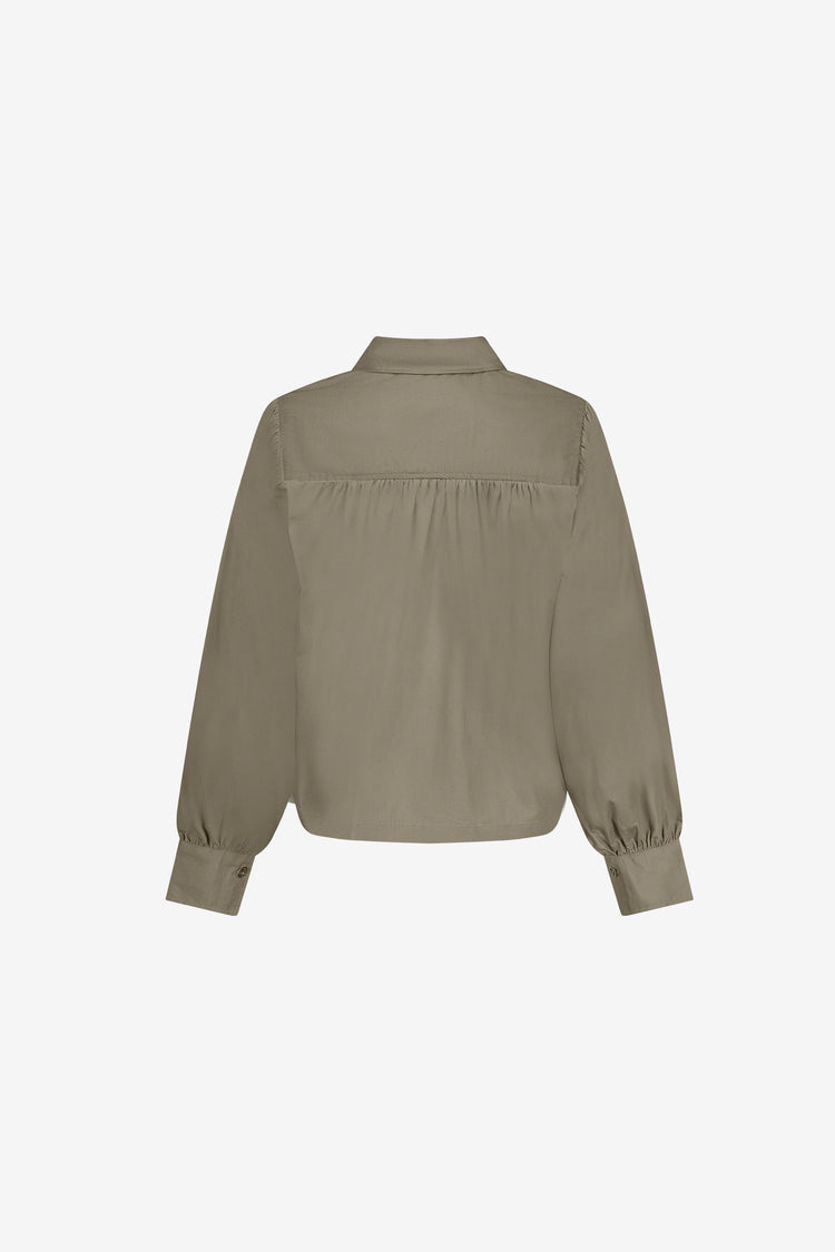 Geisha blouse met plooidetails in moss groen