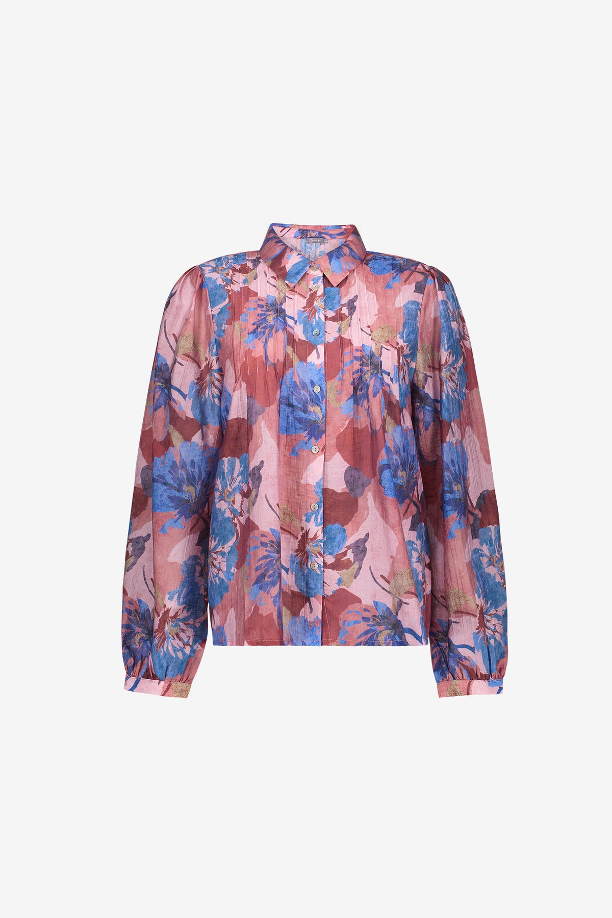 Geisha blouse met kleurrijk bloemdessin en plooidetails