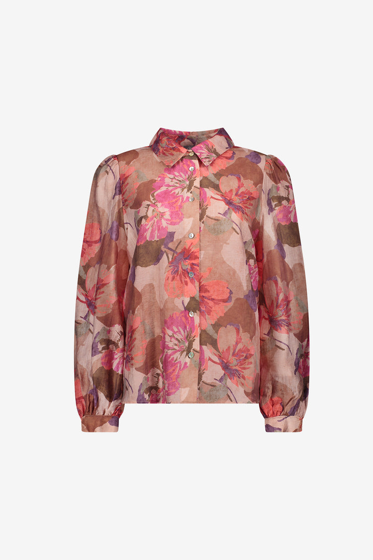 Geisha blouse met bloemenprint en pofmouwen