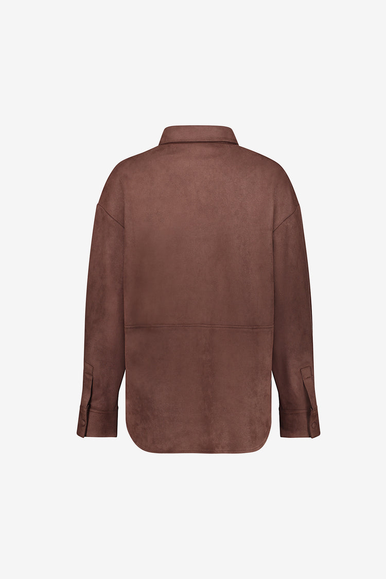 Geisha dames overshirt met suède-look en drukknoopsluiting