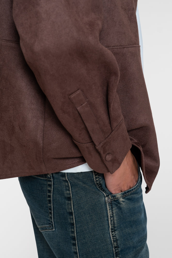 Geisha dames overshirt met suède-look en drukknoopsluiting