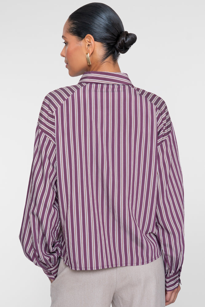 Geisha gestreepte blouse in paars