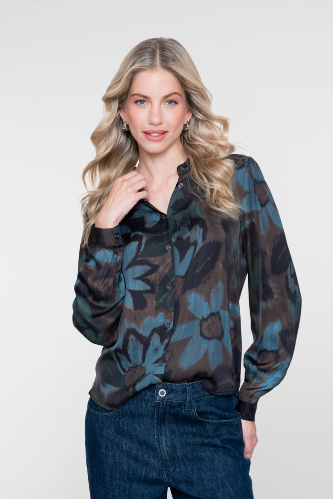 Geisha dames blouse met bloemenprint en satijnachtige glans – Shop de look