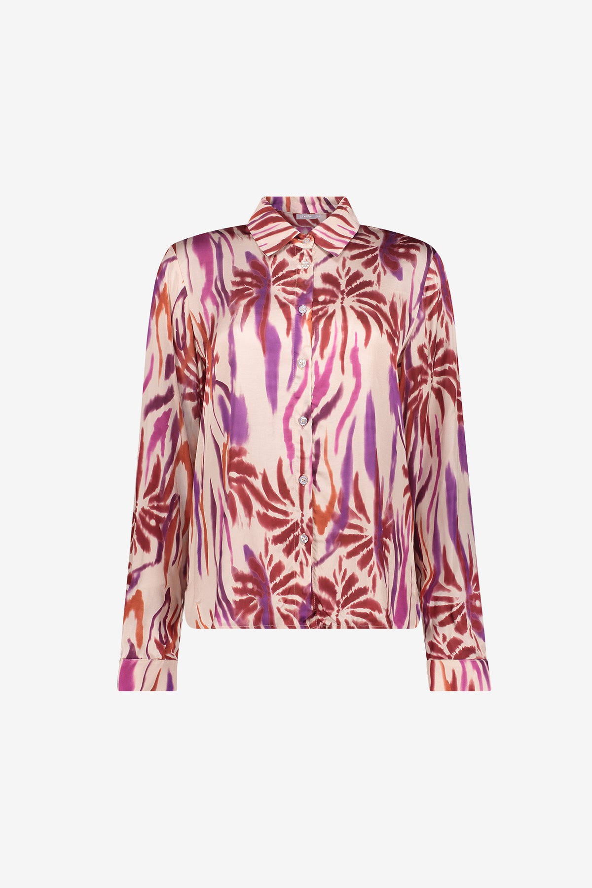 Geisha satijnlook blouse met kleurrijk dessin