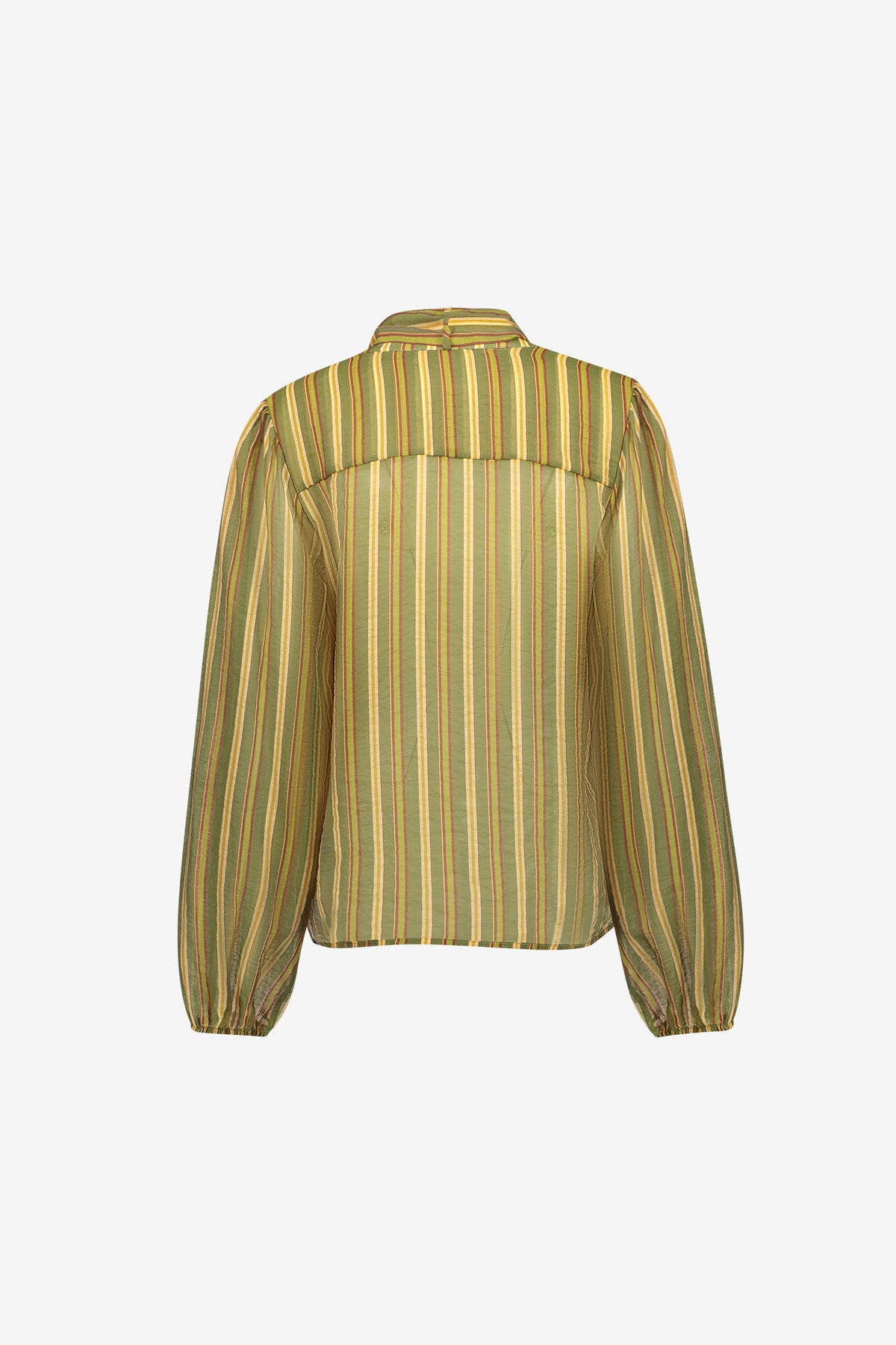 Geisha gestreepte blouse met strikdetail in groen