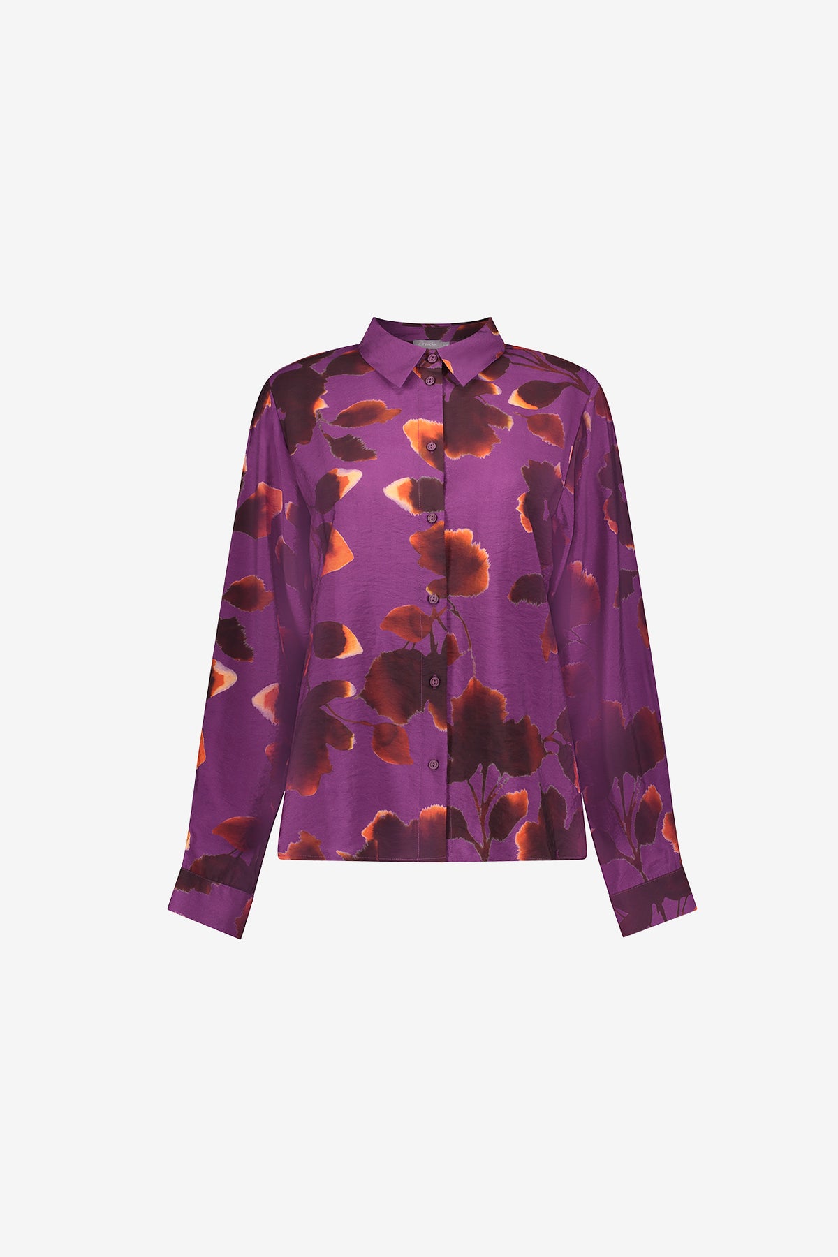 Geisha paarse blouse met abstracte bloemenprint