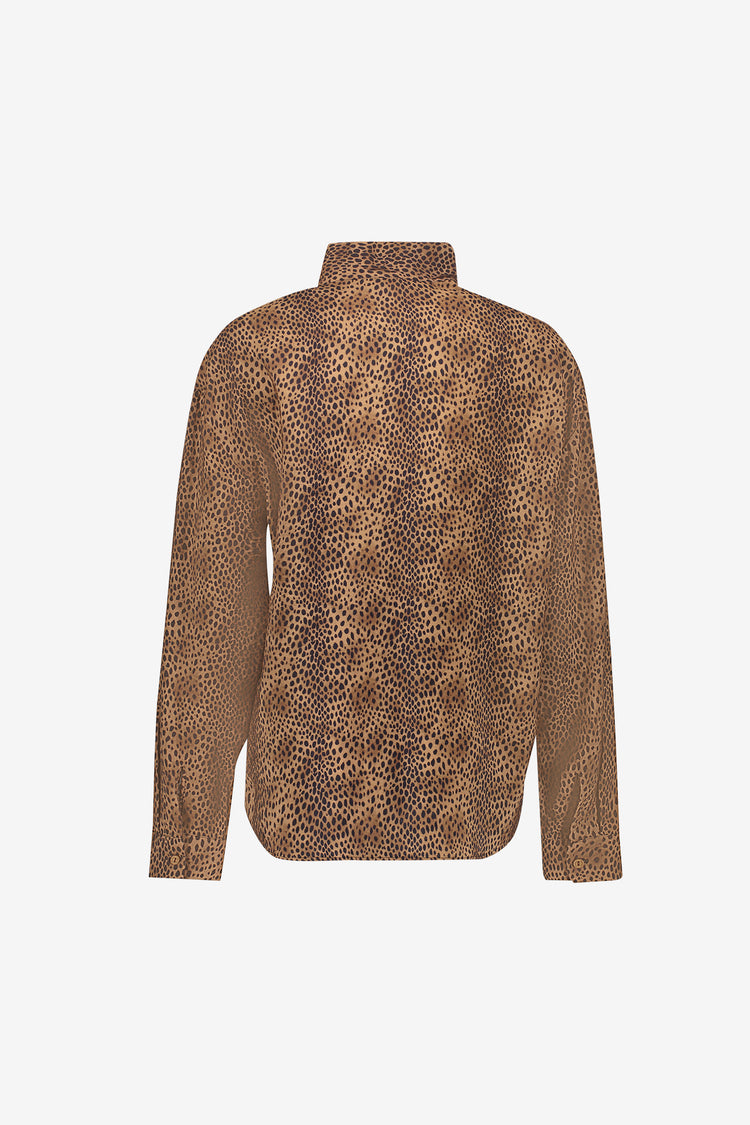 Geisha oversized blouse met leopardprint en strikdetail