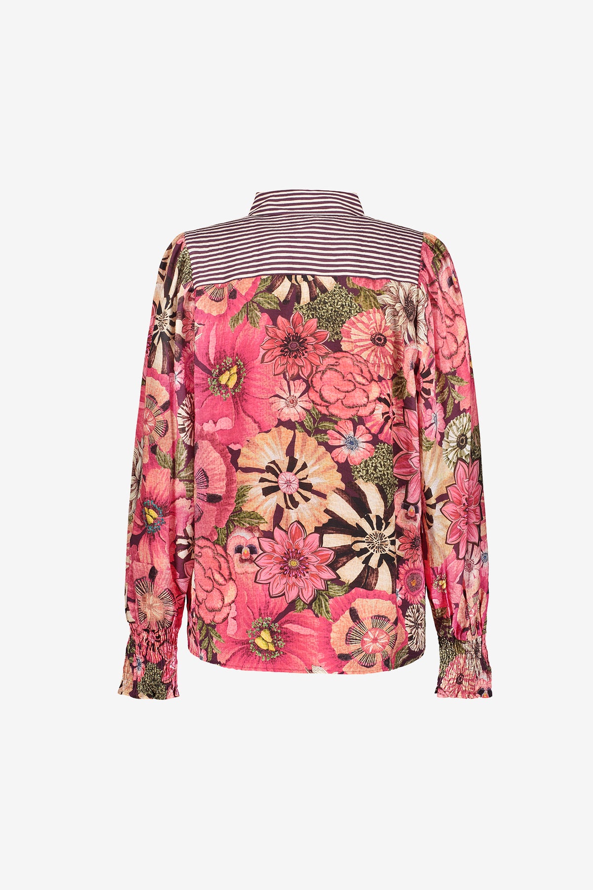 Geisha blouse met floraldessin en contrasterende details
