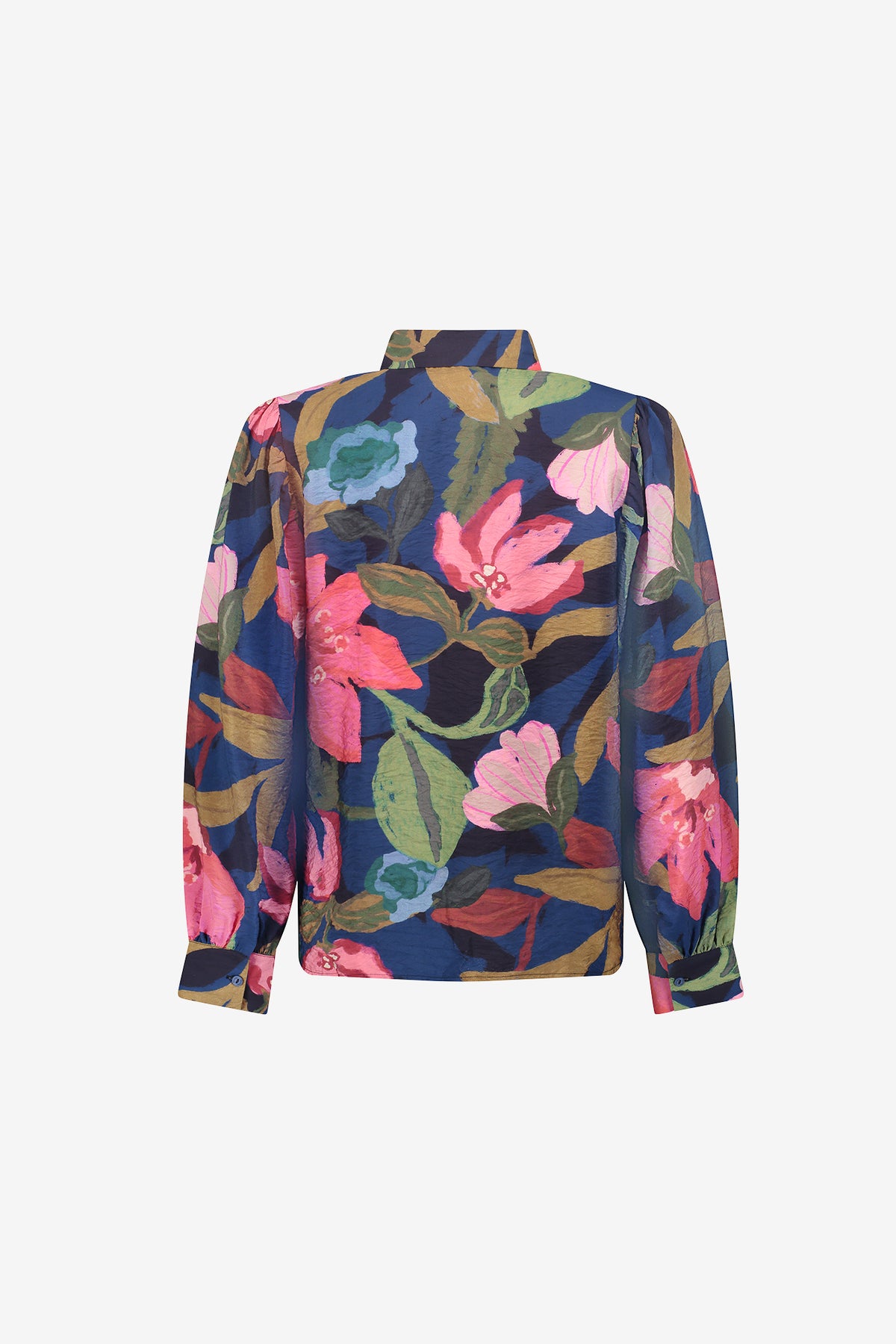 Geisha dames kleurrijke blouse met bloemenprint en volumineuze mouwen