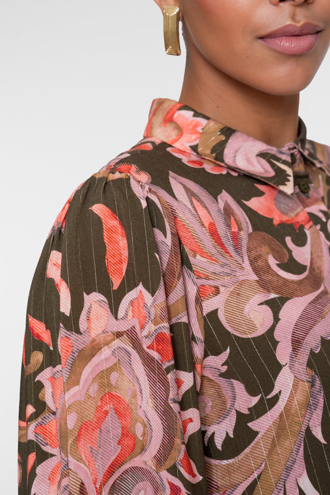 Geisha blouse met paisleyprint en subtiel lurexdetail