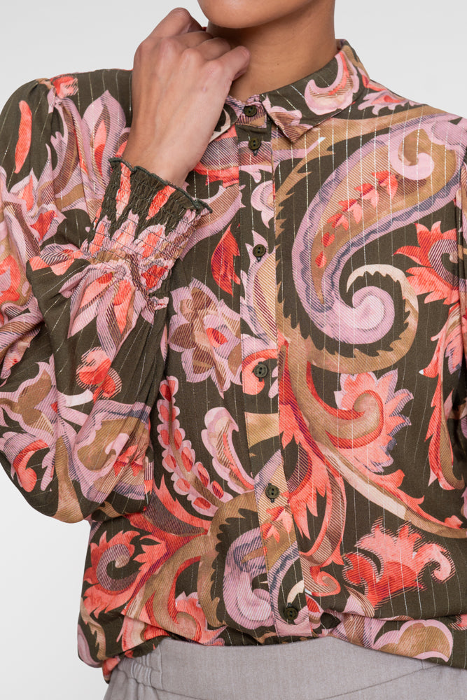 Geisha blouse met paisleyprint en subtiel lurexdetail