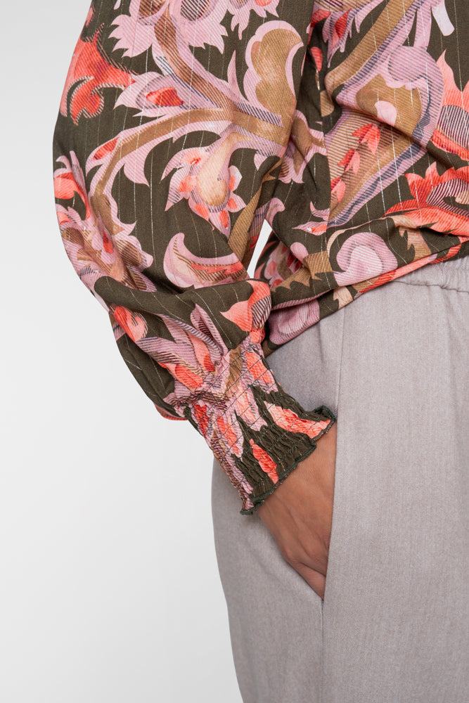 Geisha blouse met paisleyprint en subtiel lurexdetail