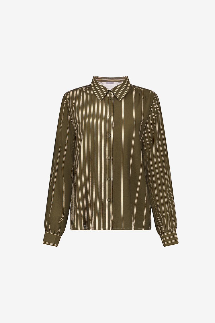 Geisha viscose blouse met streepdessin en speelse lijnvoering