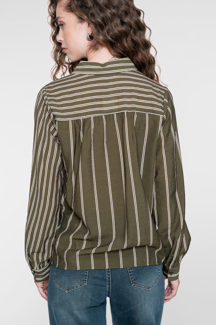 Geisha viscose blouse met streepdessin en speelse lijnvoering