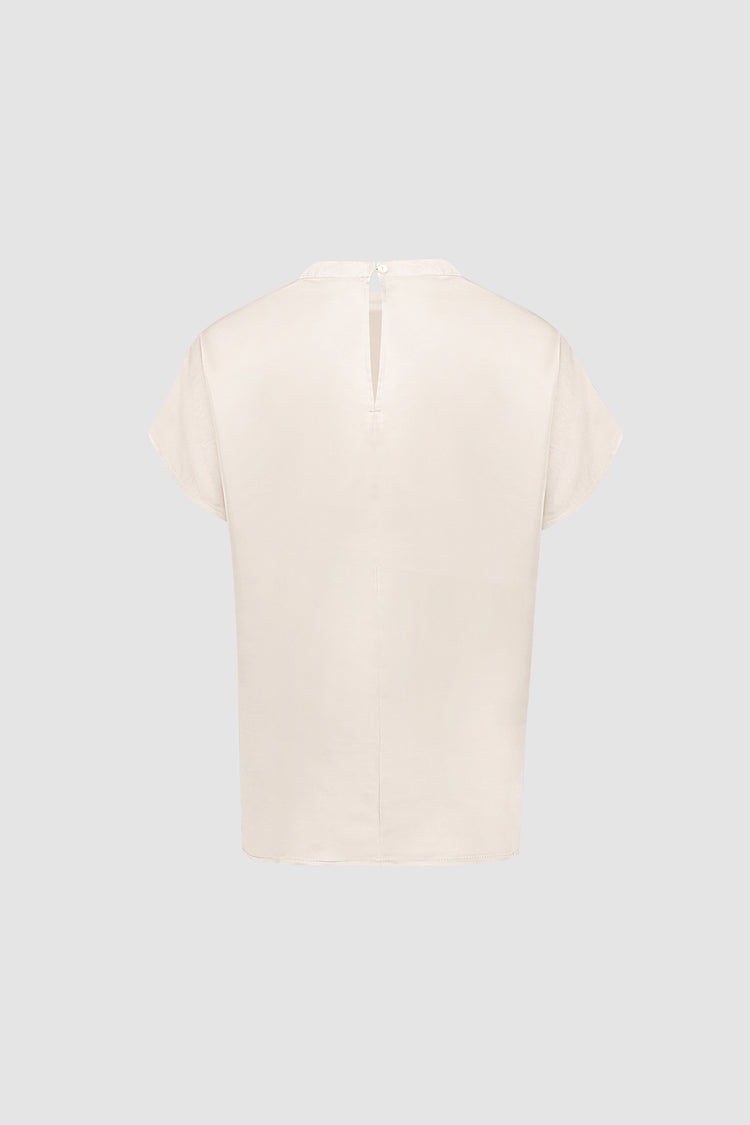 Geisha dames top met satijnlook en aangeknipte mouwen