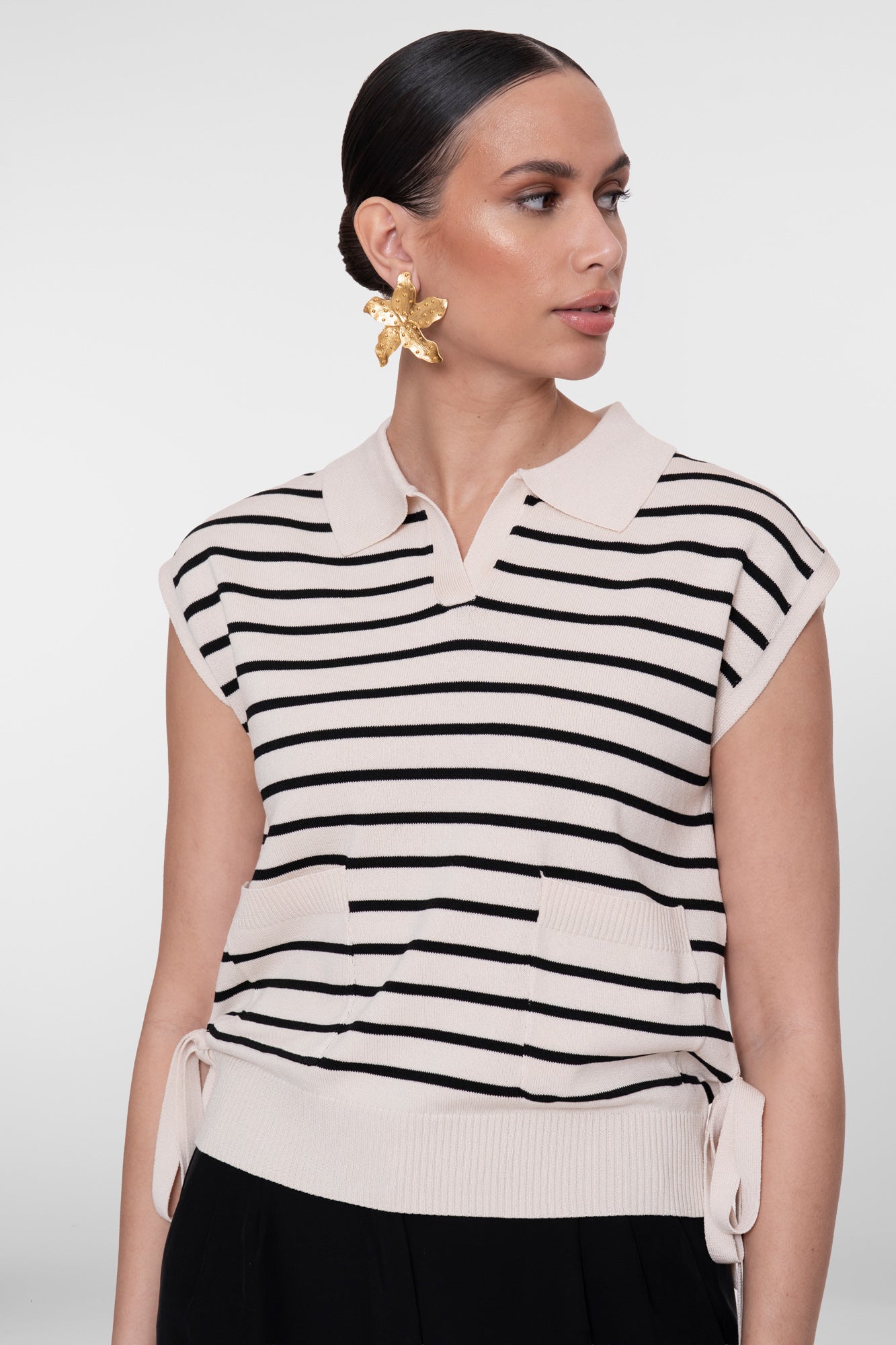 Geisha knit polo gestreept