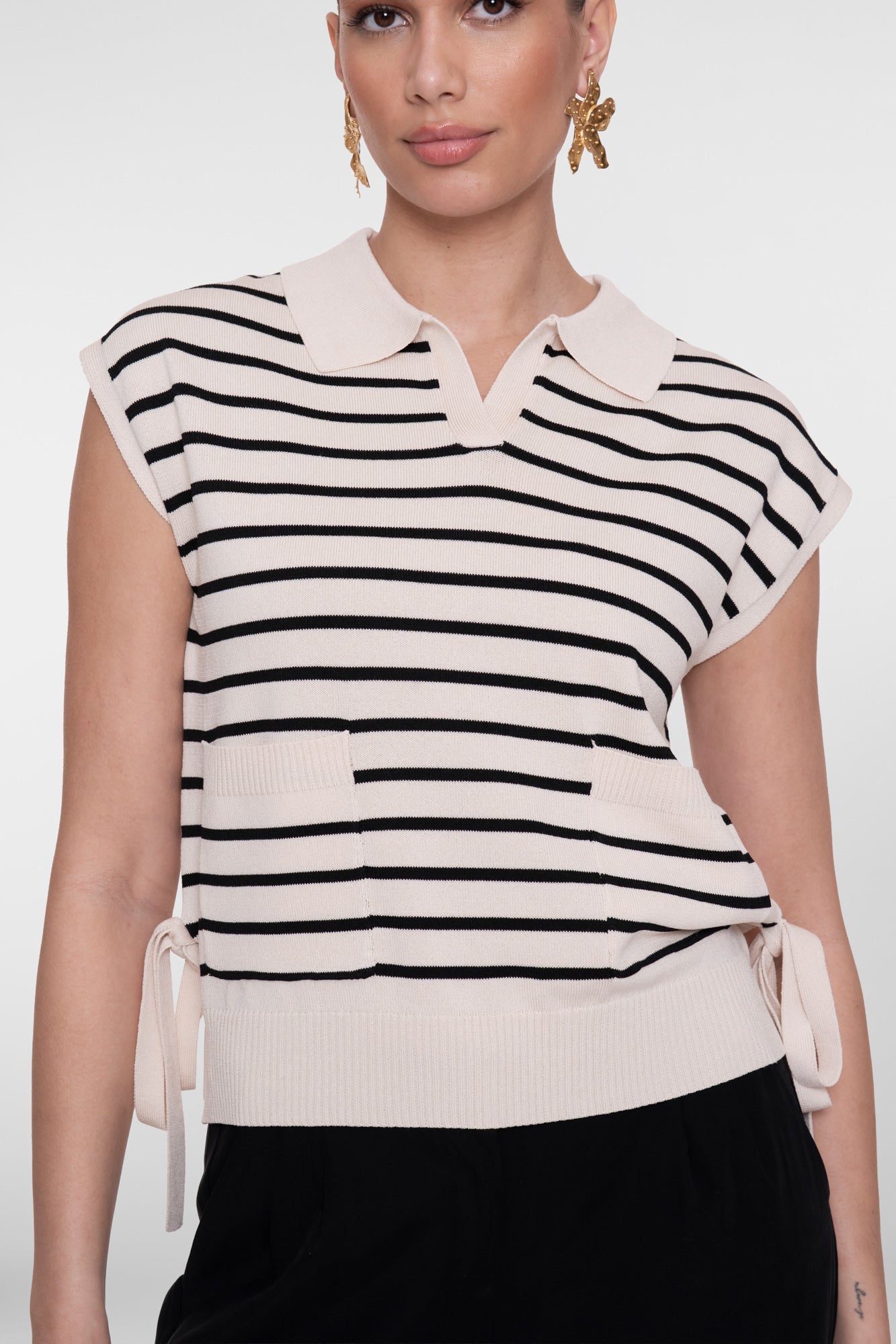 Geisha knit polo gestreept