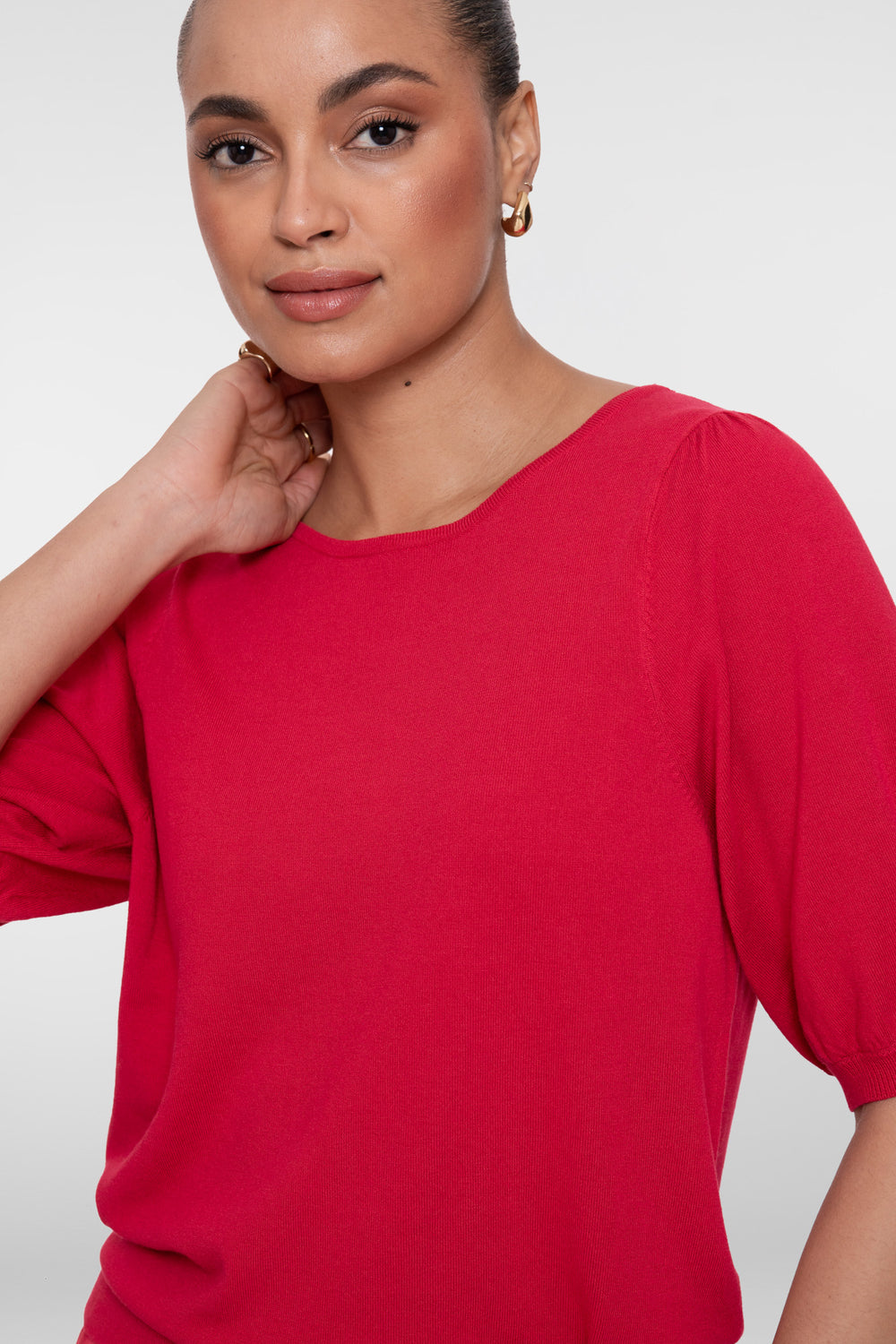 Geisha rode top met subtiel plooi effect mouwen