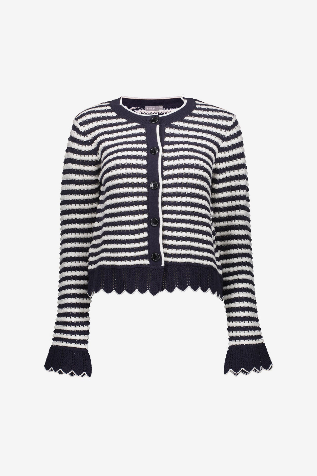 Geisha gestreept vest met scallop details