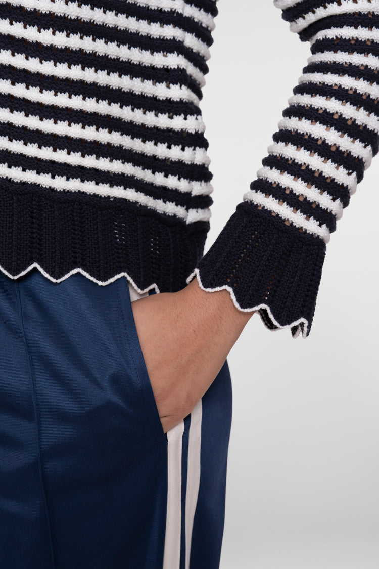 Geisha gestreept vest met scallop details