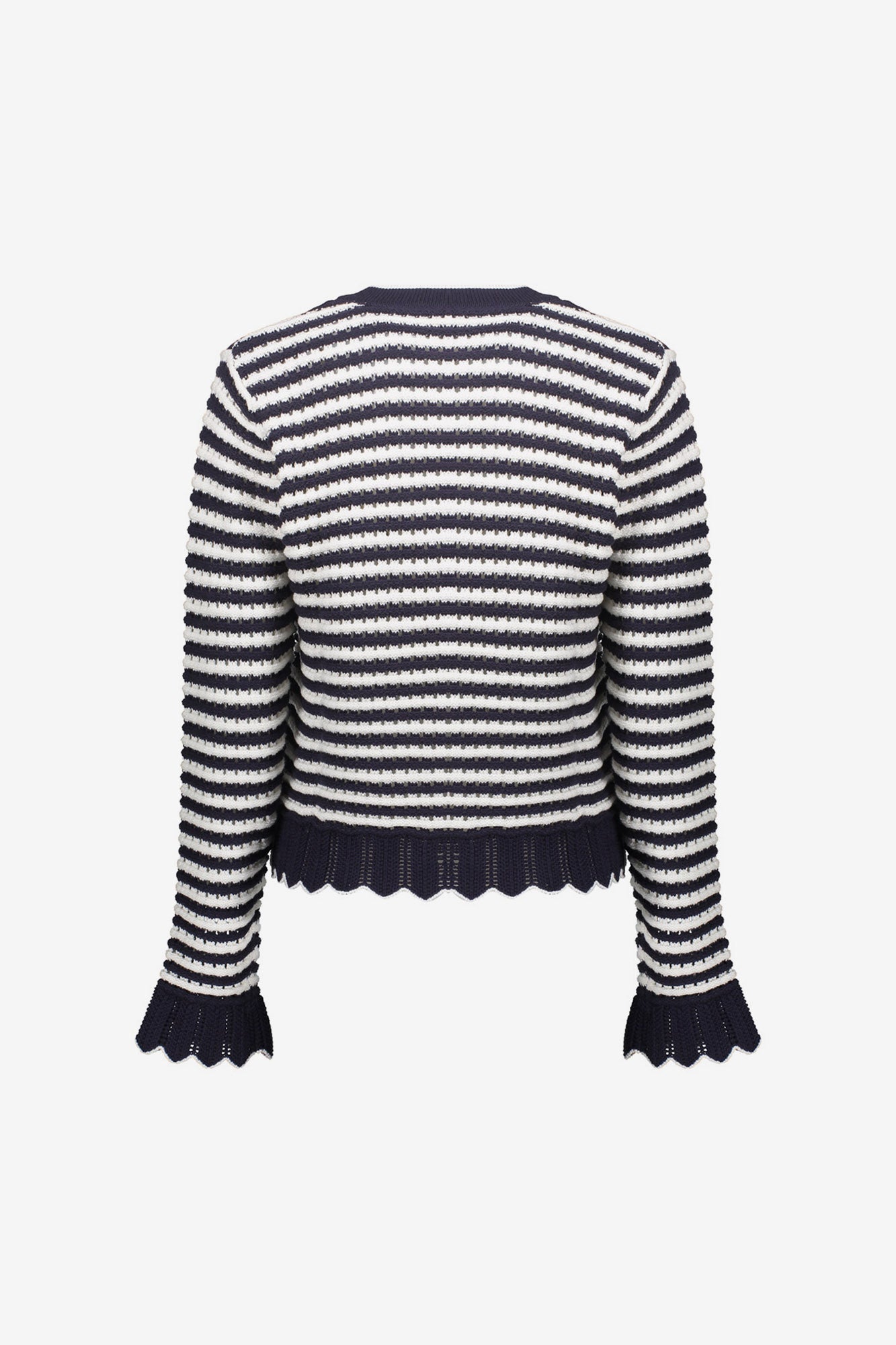 Geisha gestreept vest met scallop details