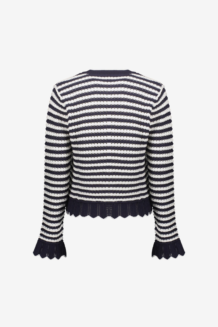 Geisha gestreept vest met scallop details