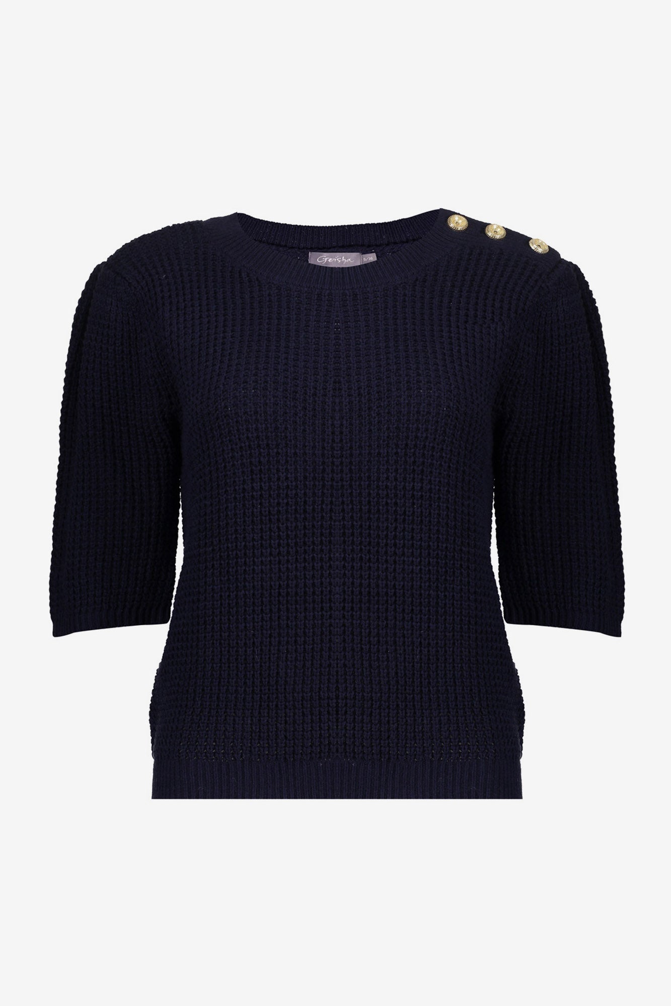 Geisha gebreide top met goudkleurige knopen