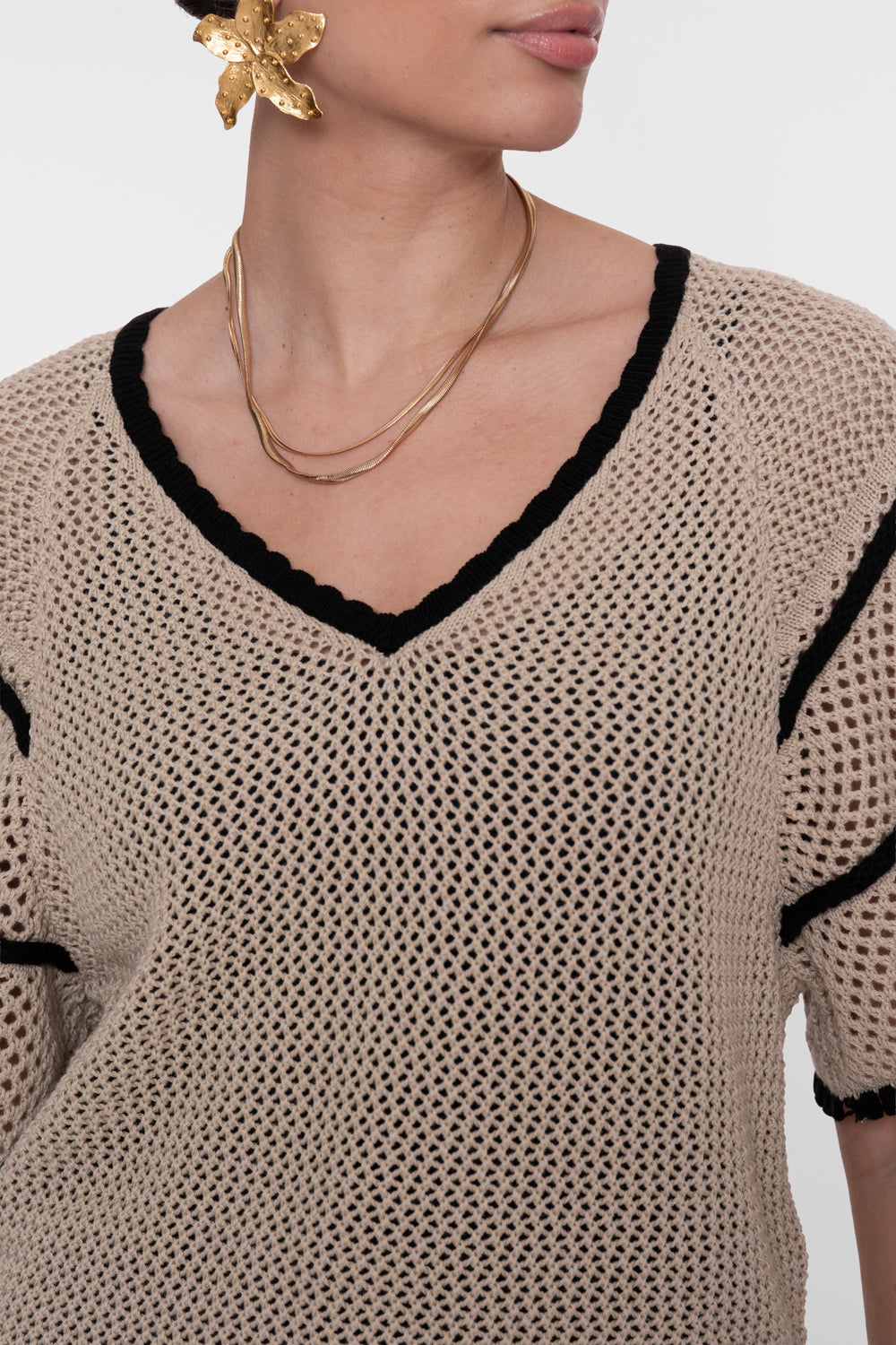 Geisha pullover met raglan en V-hals