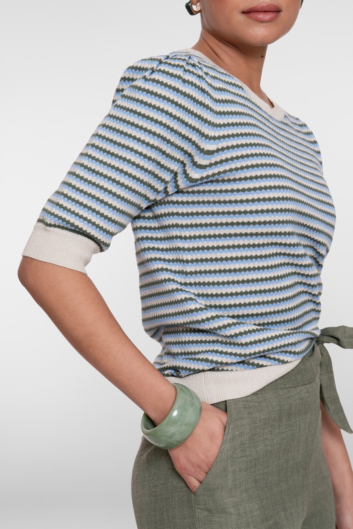 Geisha gebreide top met strepen en lurex