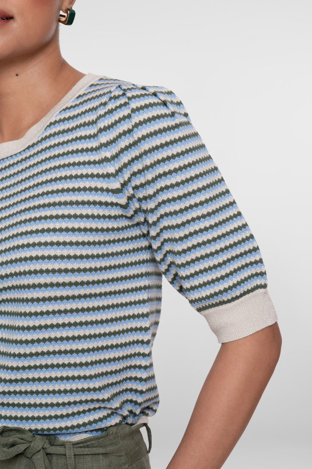 Geisha gebreide top met strepen en lurex