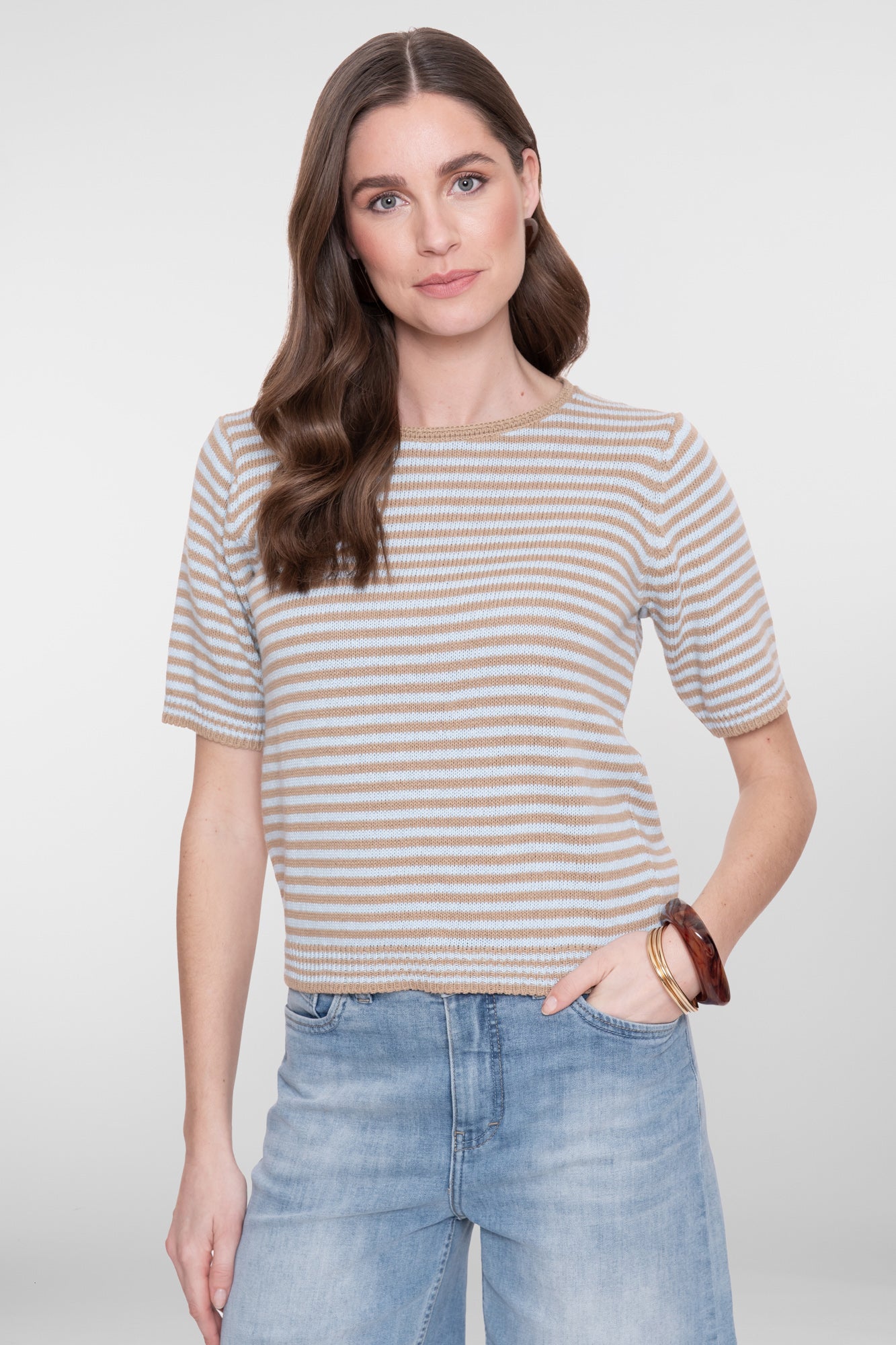 Geisha fijngebreide gestreepte pullover
