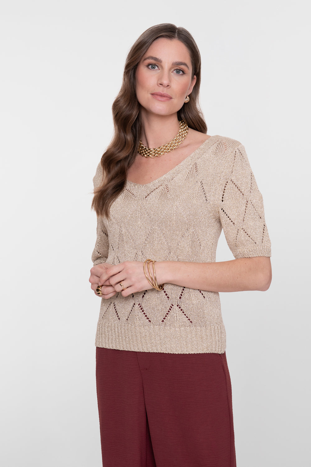 Geisha gouden lurex top