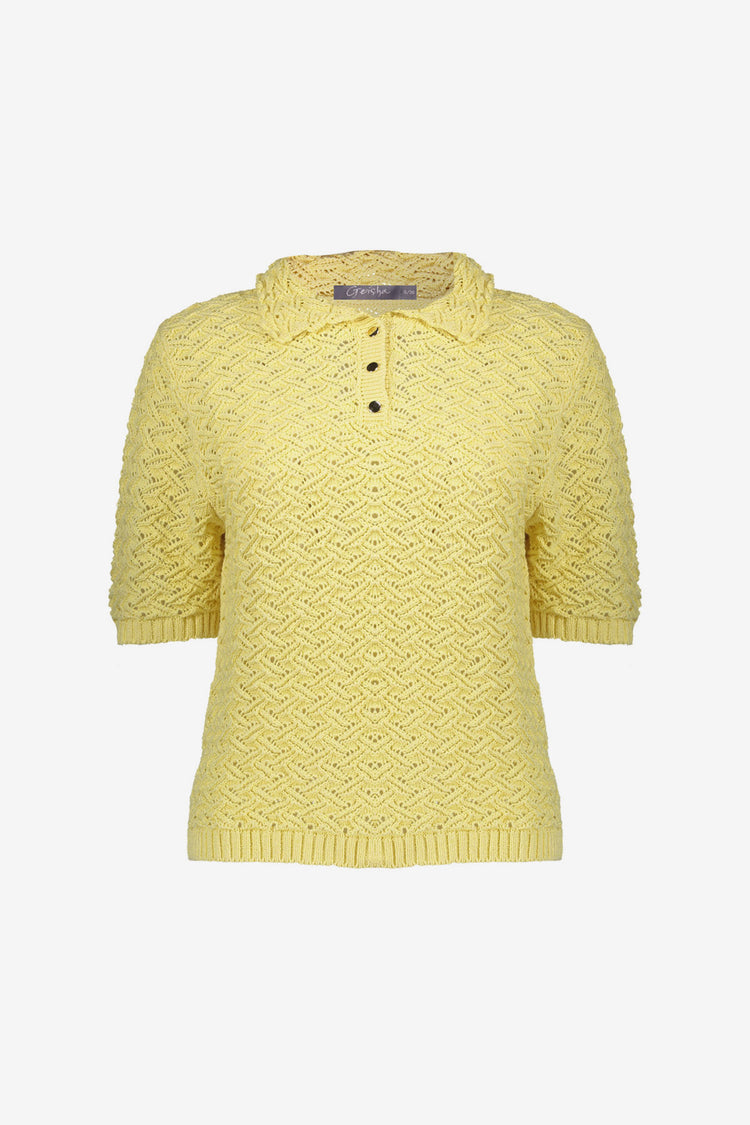 Geisha gebreide ajour pullover met kraag in butteryellow