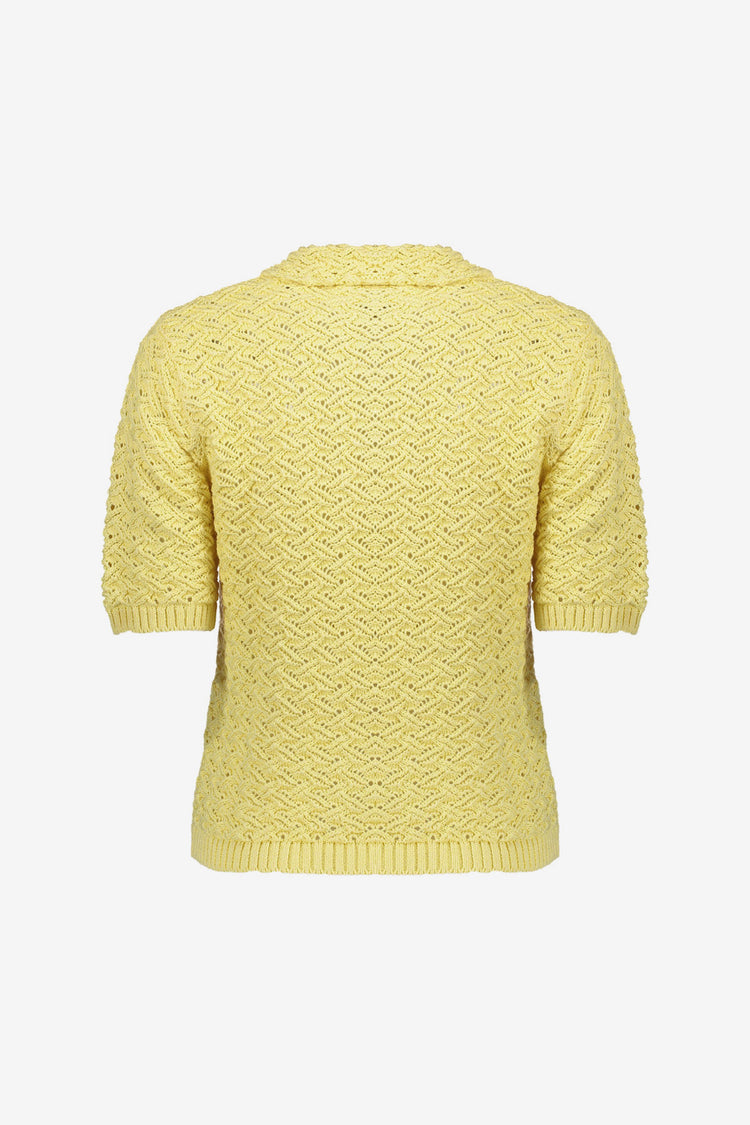 Geisha gebreide ajour pullover met kraag in butteryellow