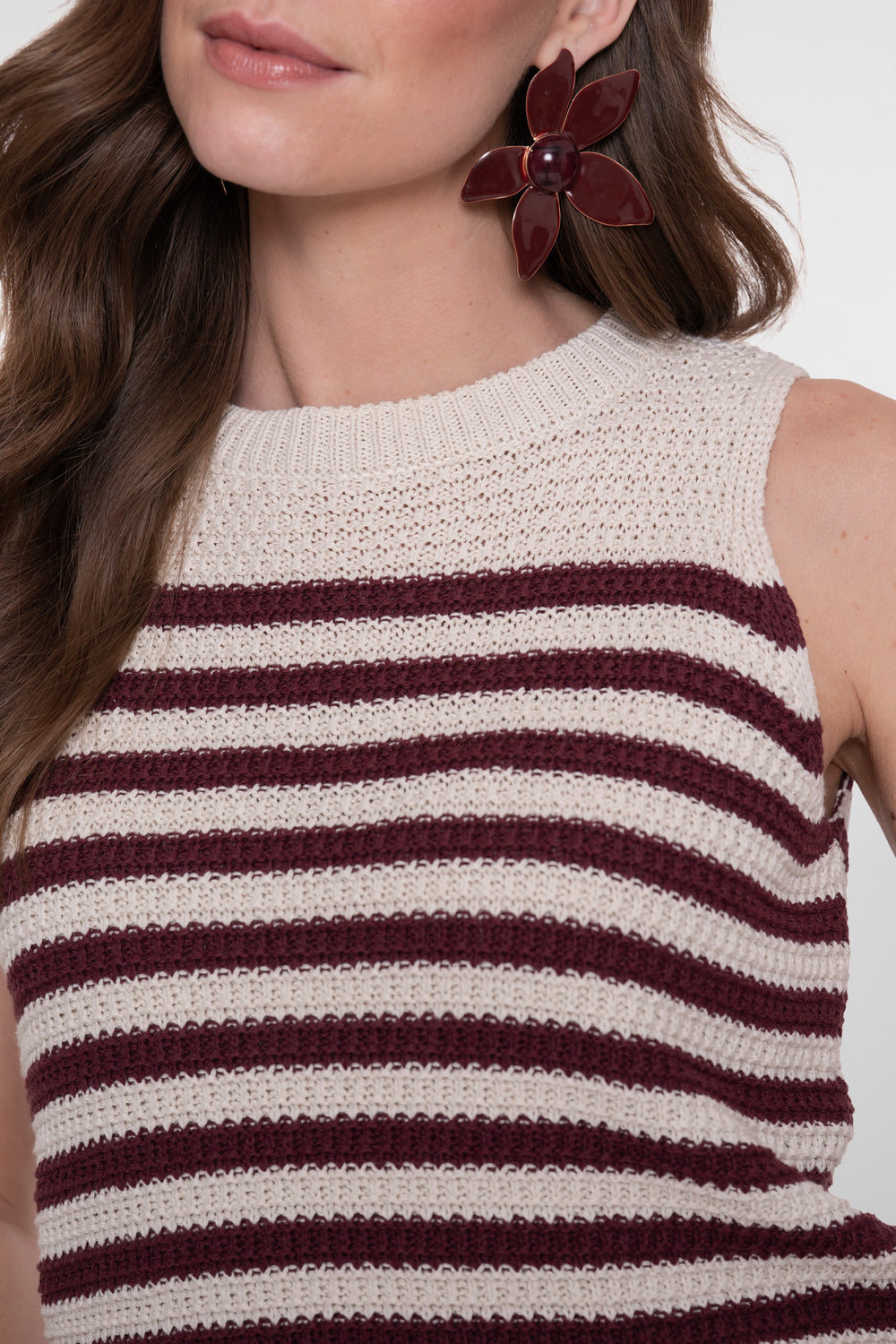 Knitted ajourtop met strepen