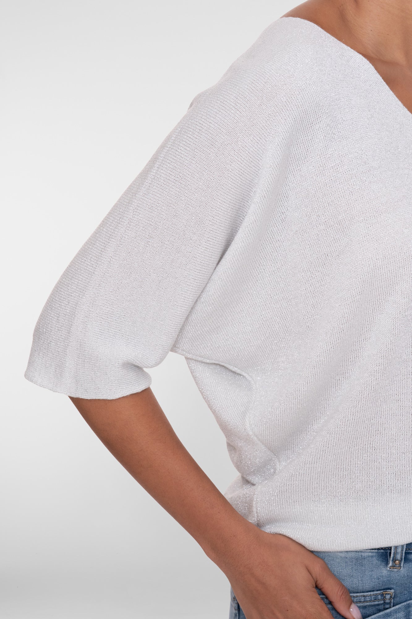 Geisha pullover met lurexdetail en V-hals