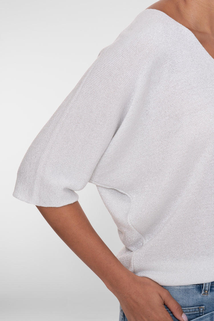 Geisha pullover met lurexdetail en V-hals
