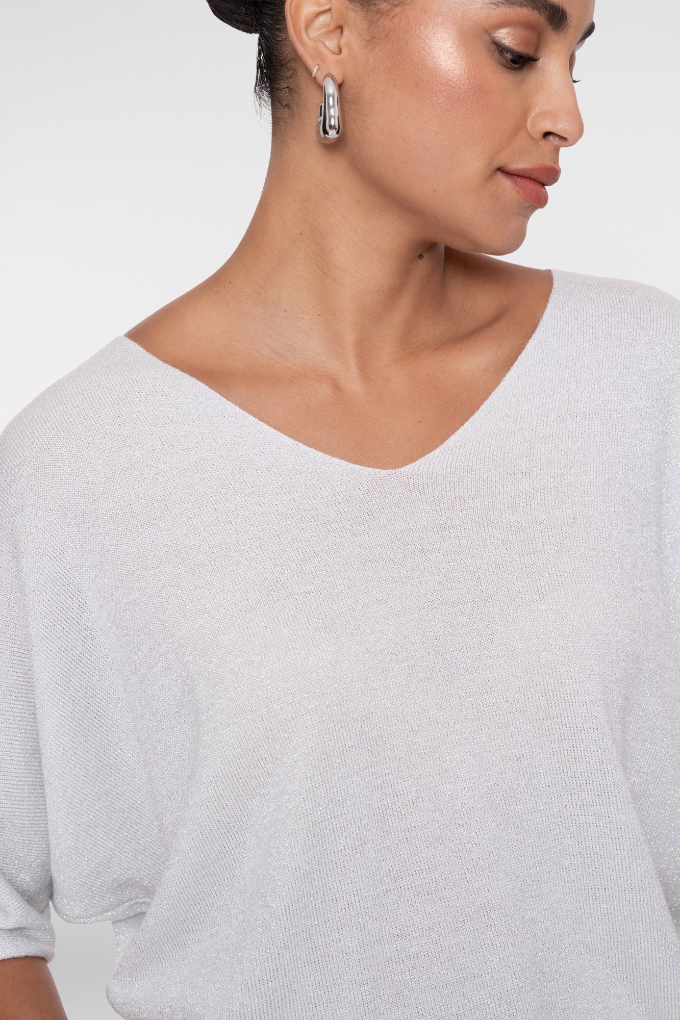 Geisha pullover met lurexdetail en V-hals