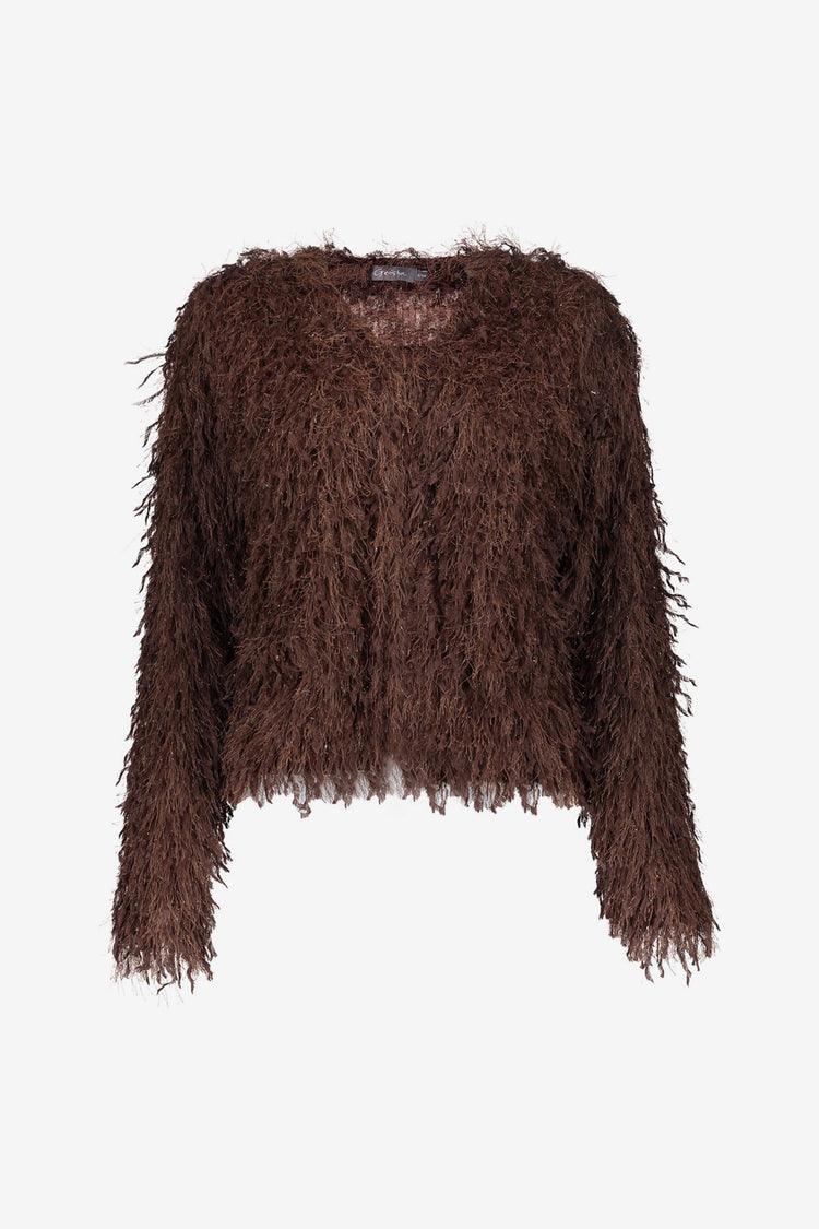 Geisha kort vest met structuur en subtiele glans