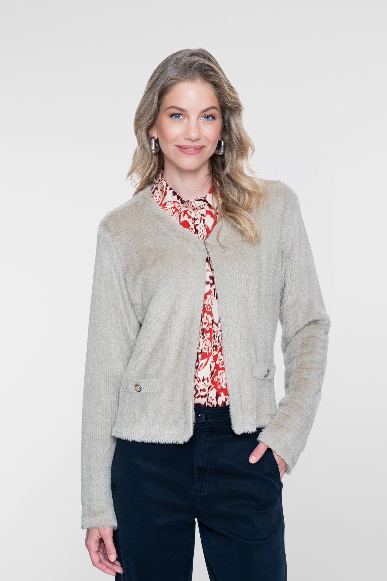 Geisha faux fur vest met zachte structuur